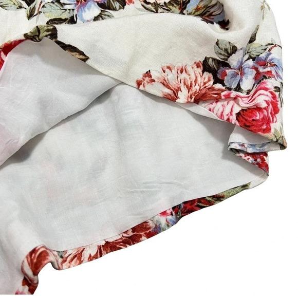 LPA Anthropologie Linen Off Shoulder Romper Floral Summer Rose Bouquet Size XS - Picture 7 of 11